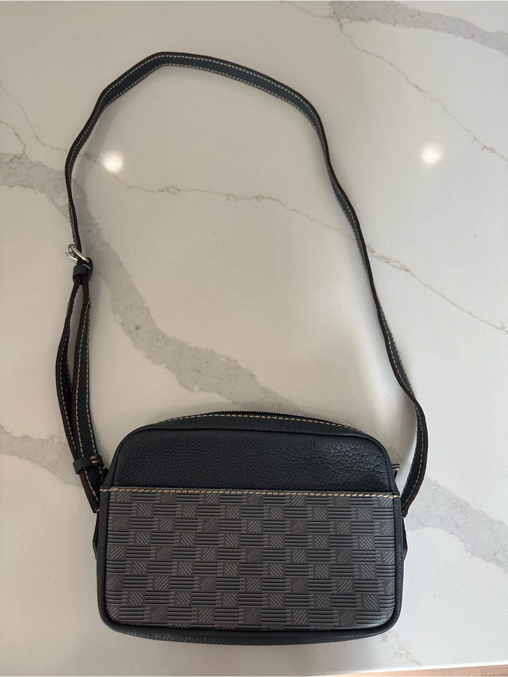 Savoie Moreau Paris Gray Check Crossbody Bag Made in France